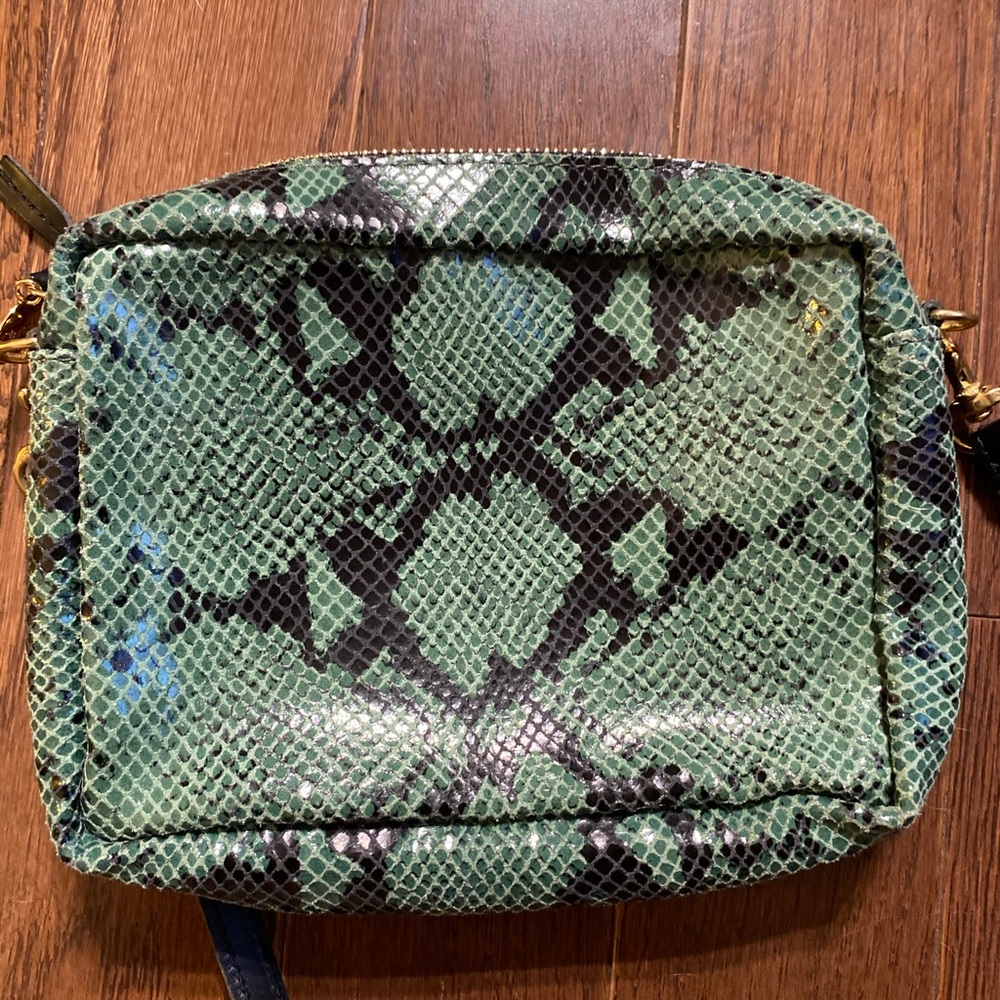 Clare V Green Snakeskin Midi Sac